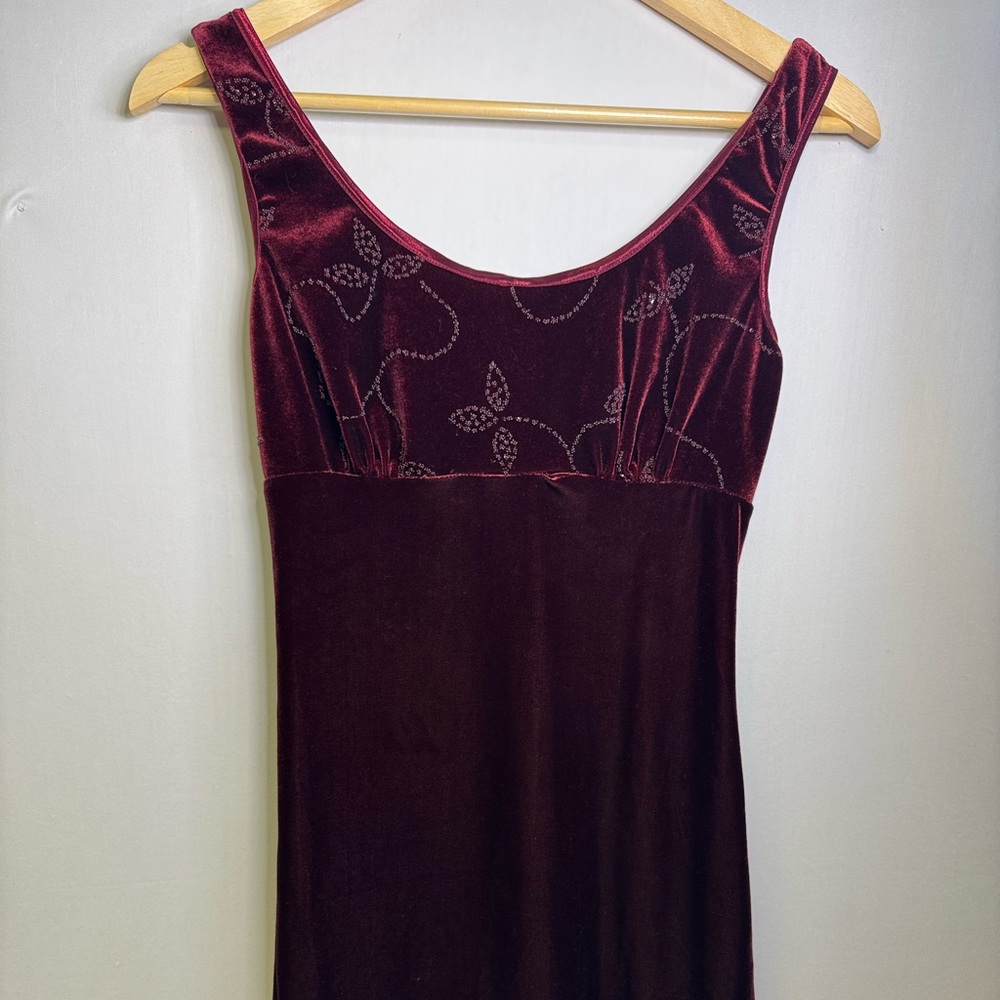Vintage Y2K red wine baby doll velvet empire waist dress size small